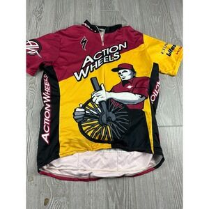 Voler Action Wheels Cycling Jersey Unisex Short Sleeve Zip Up Multicolor